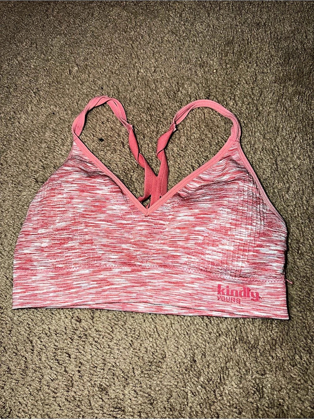 kindly Pink & White Sports Bra Size Medium Like New